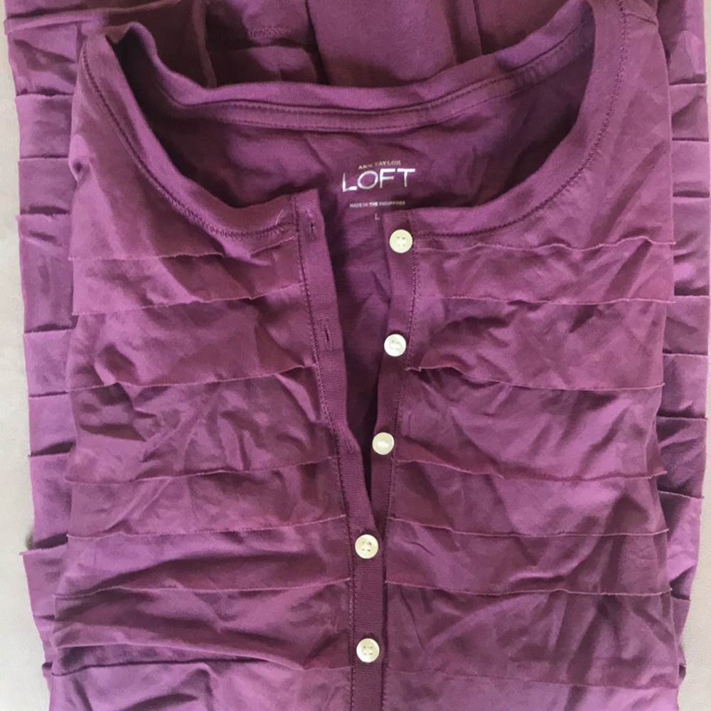 Long sleeve purple plum ruffle sweater